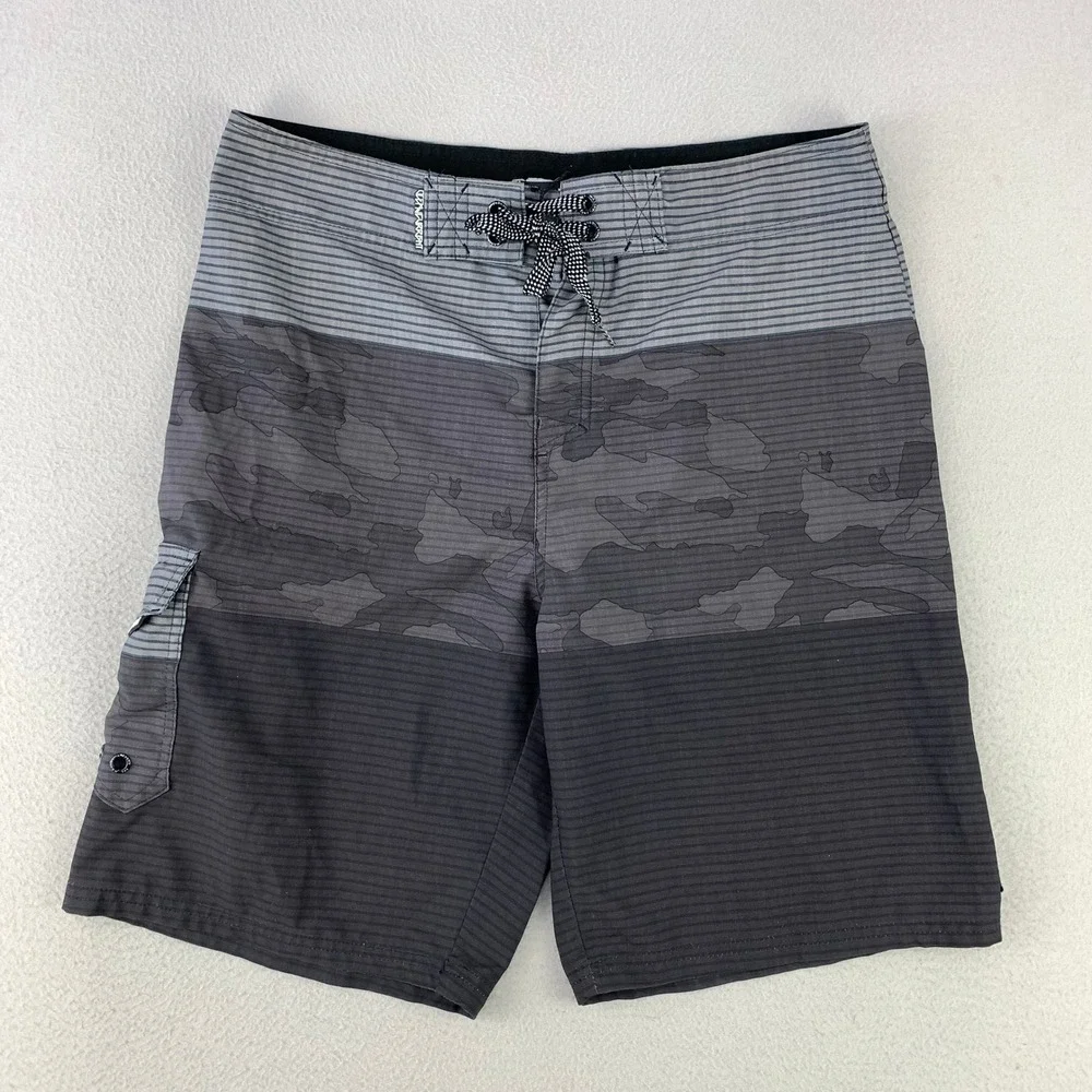 Ocean Current Boardshorts Mens 32 Gray Camo Striped Surf‎ Swim Trunks Cargo